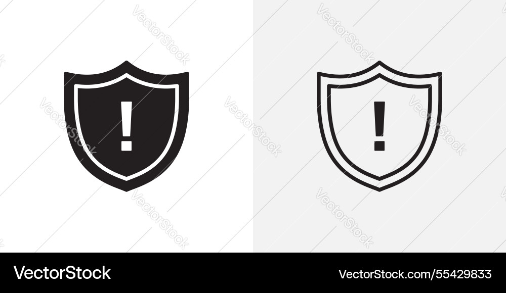 Shield exclamation icons pack for apps and ui ux vector image
