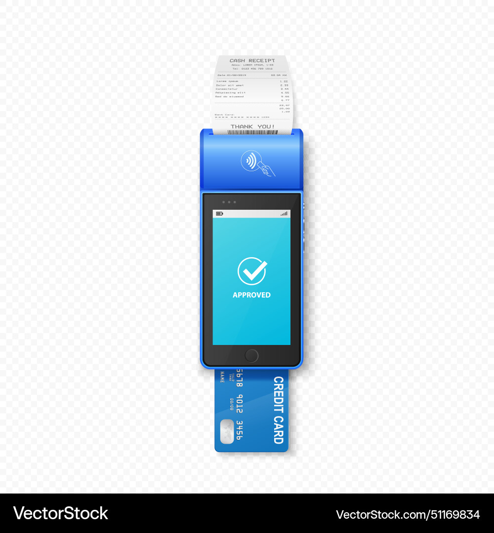 3d realistic nfc payment terminal 3d realistic nfc payment terminal vector image