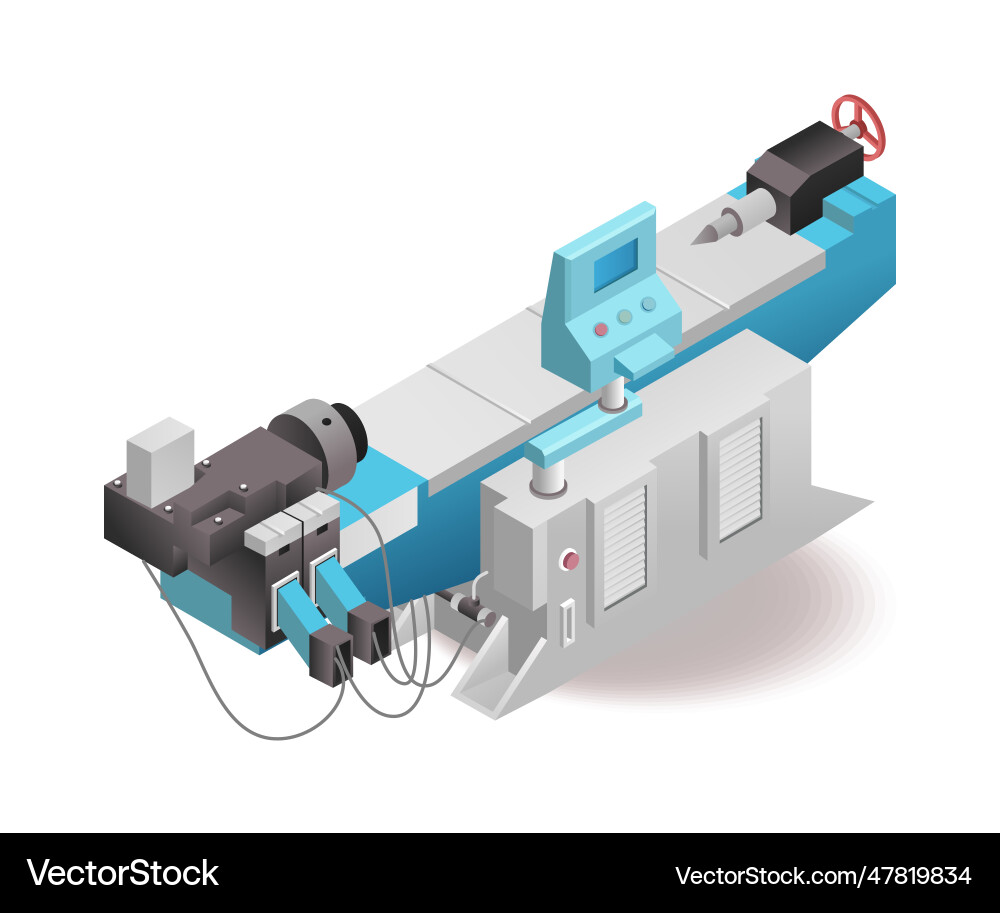 Automatic industrial cnc computer lathe machine Automatic industrial cnc computer lathe machine vector image