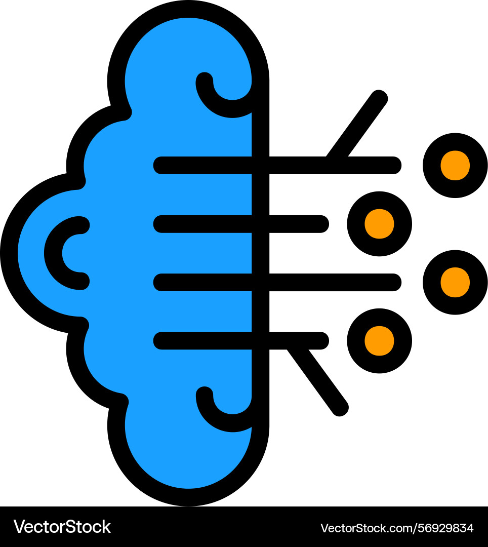 Brain circuit line filled style icon design Vector Image