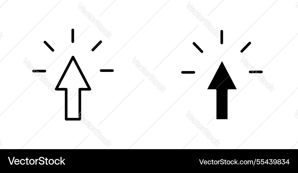 Cursor icons stroke line and black solid Cursor icons stroke line and black solid vector image