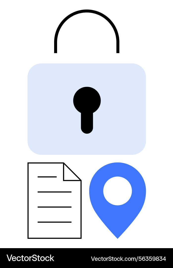 Data security concept with padlock document Data security concept with padlock document vector image