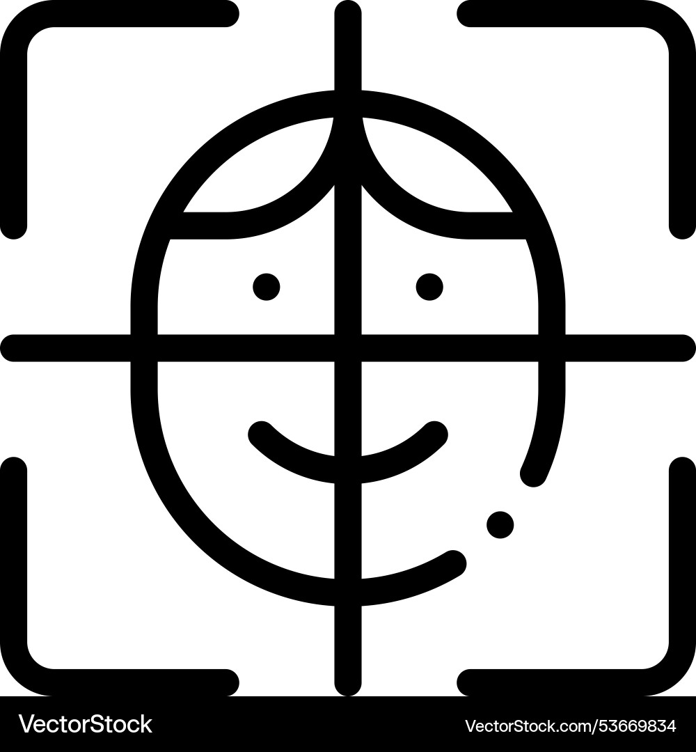 Face scan icon thin linear style design isolated Face scan icon thin linear style design isolated vector image