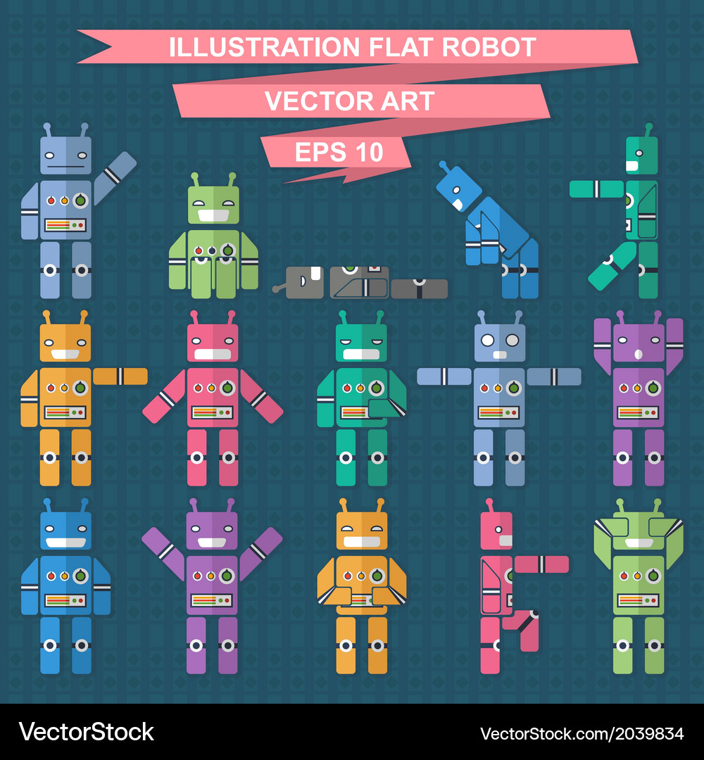 Flat robots Vector Image
