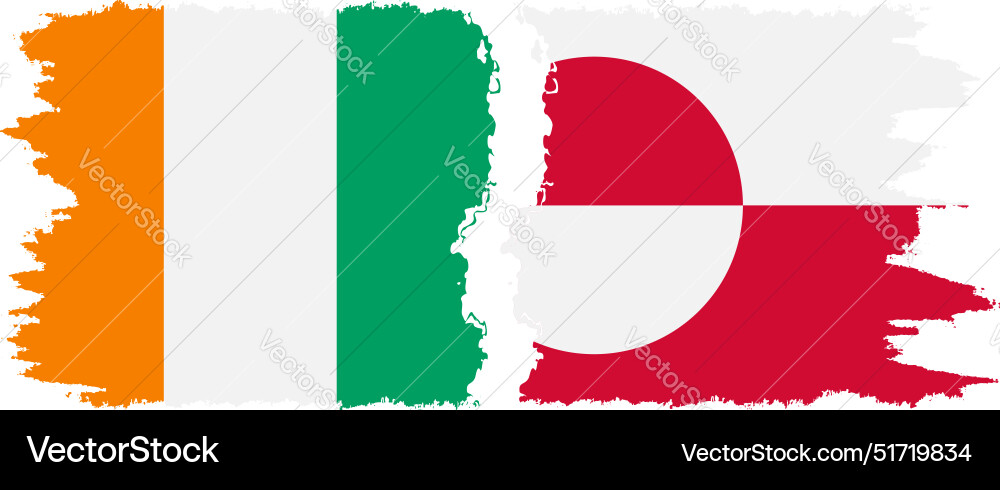 Greenland and ivory coast grunge flags connection Greenland and ivory coast grunge flags connection vector image