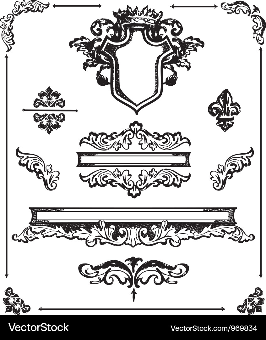 Ornate Calligraphic Scroll Elements vector image