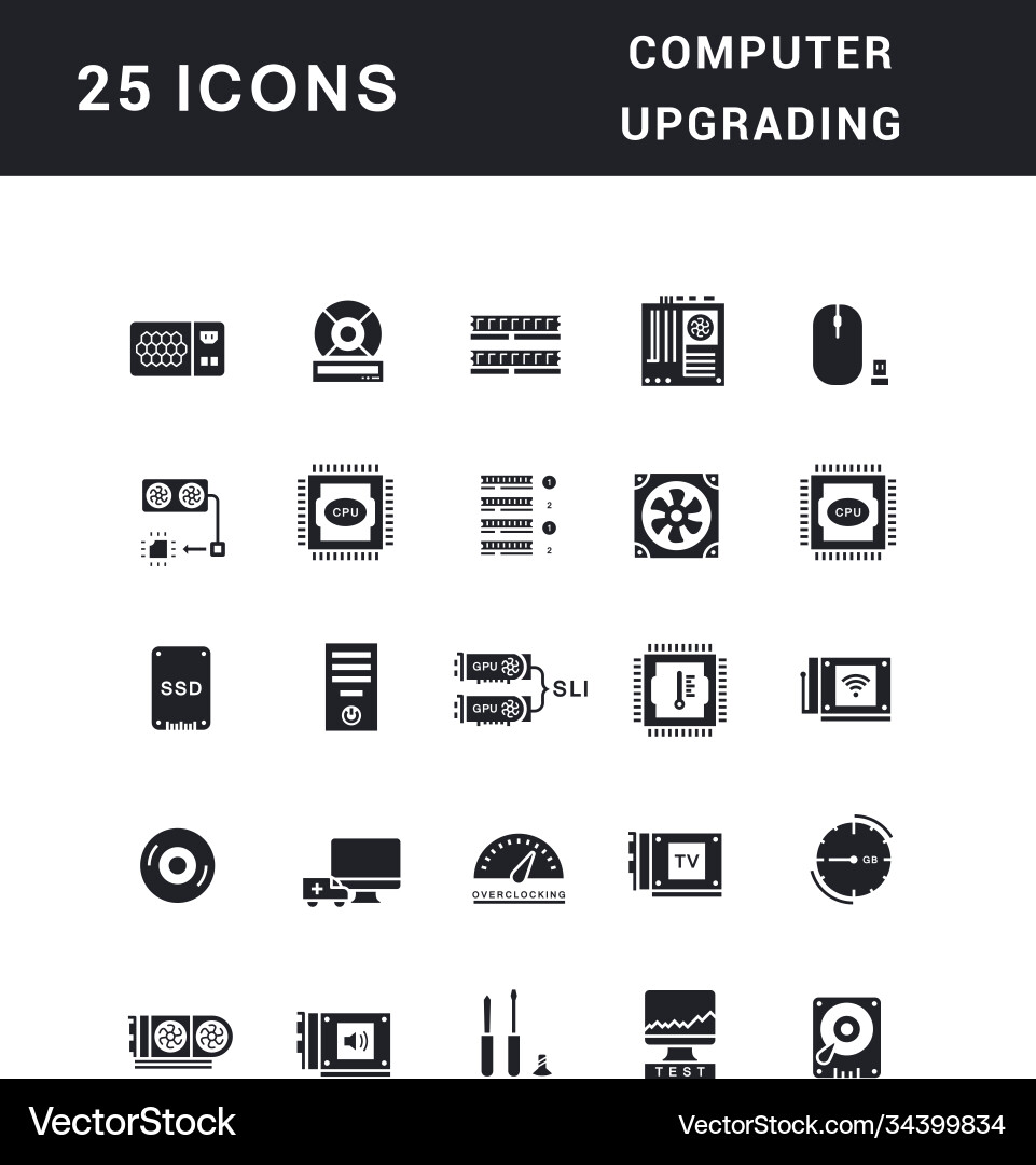 Set simple icons computer upgrading Set simple icons computer upgrading vector image