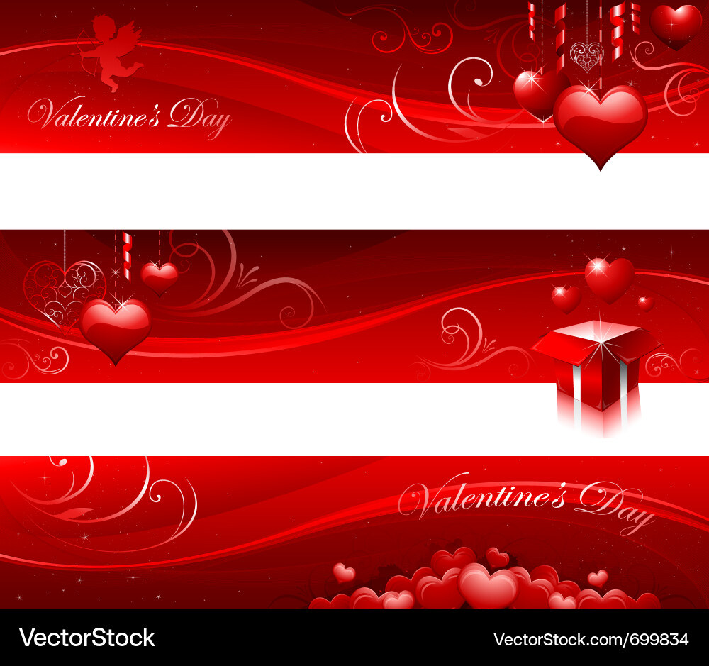 Valentines Day Hearts Banner Vector Image