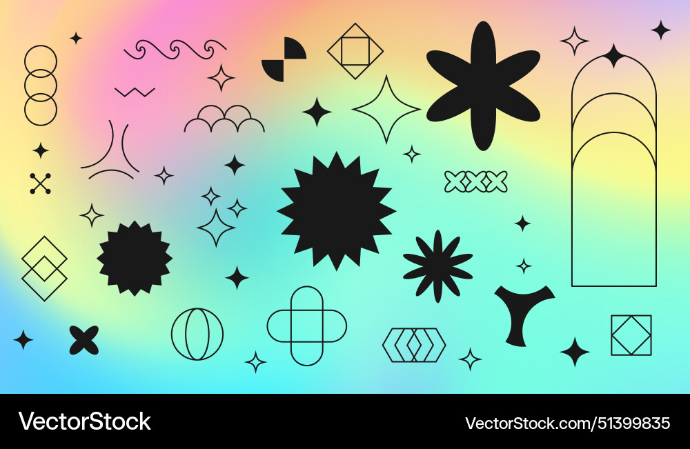 Abstract y2k brutalist retro shape element in pack vector image