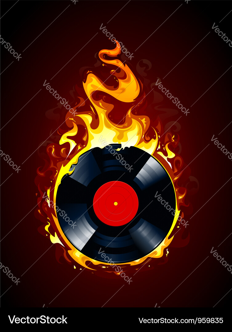Burning Vinyl Record vector image