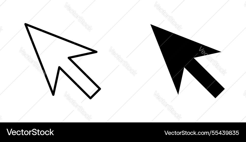 Cursor icons stroke line and black solid Cursor icons stroke line and black solid vector image