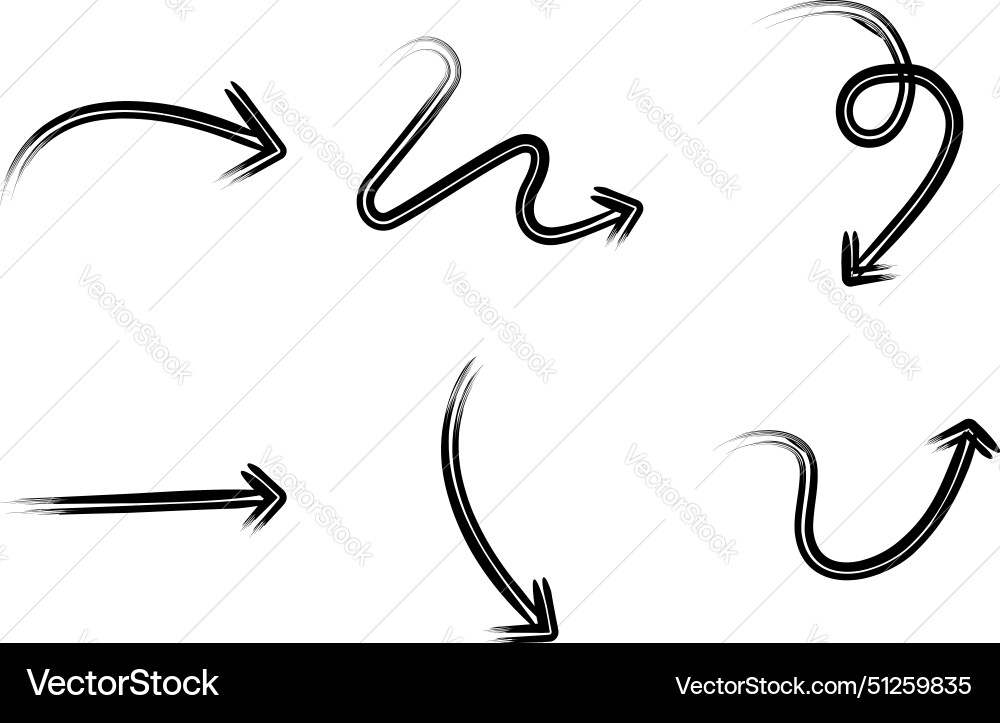 Double line brush arrow direction shape curved Double line brush arrow direction shape curved Vector Image