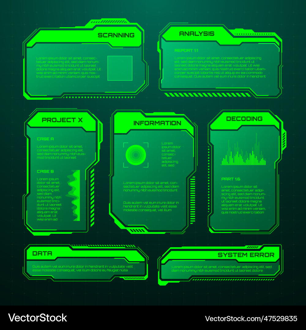 Green futuristic hud ui elements sci-fi user Green futuristic hud ui elements sci-fi user Vector Image