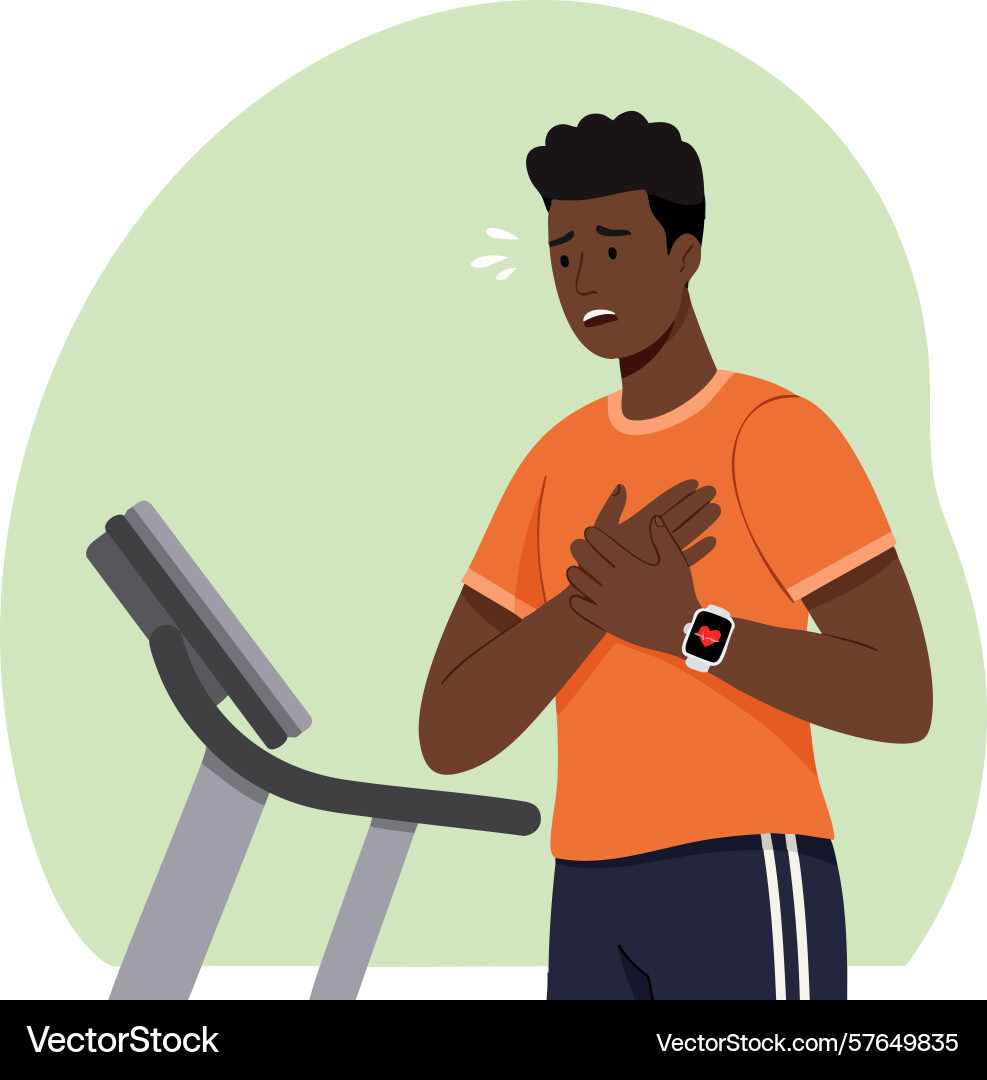 Man experiencing chest pain while running Vector Image