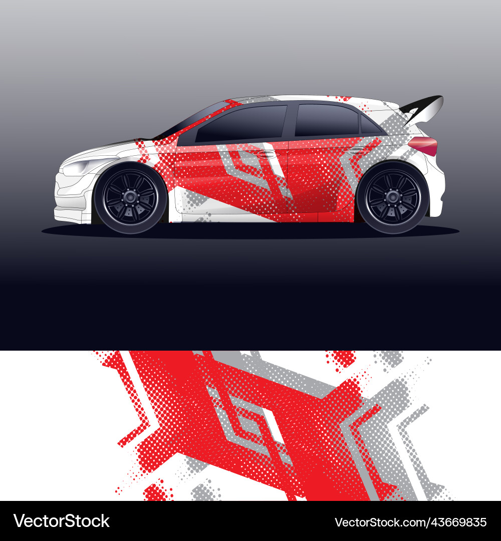 Rally car decal graphic wrap Vector Image