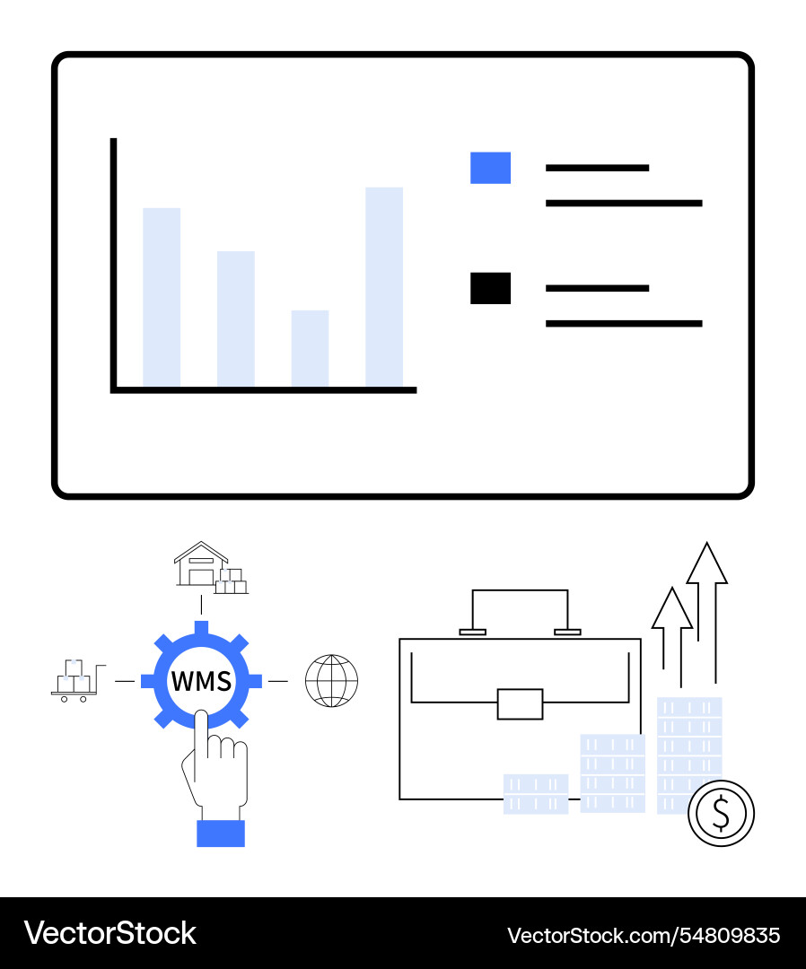Warehouse management system concept with bar graph Warehouse management system concept with bar graph vector image