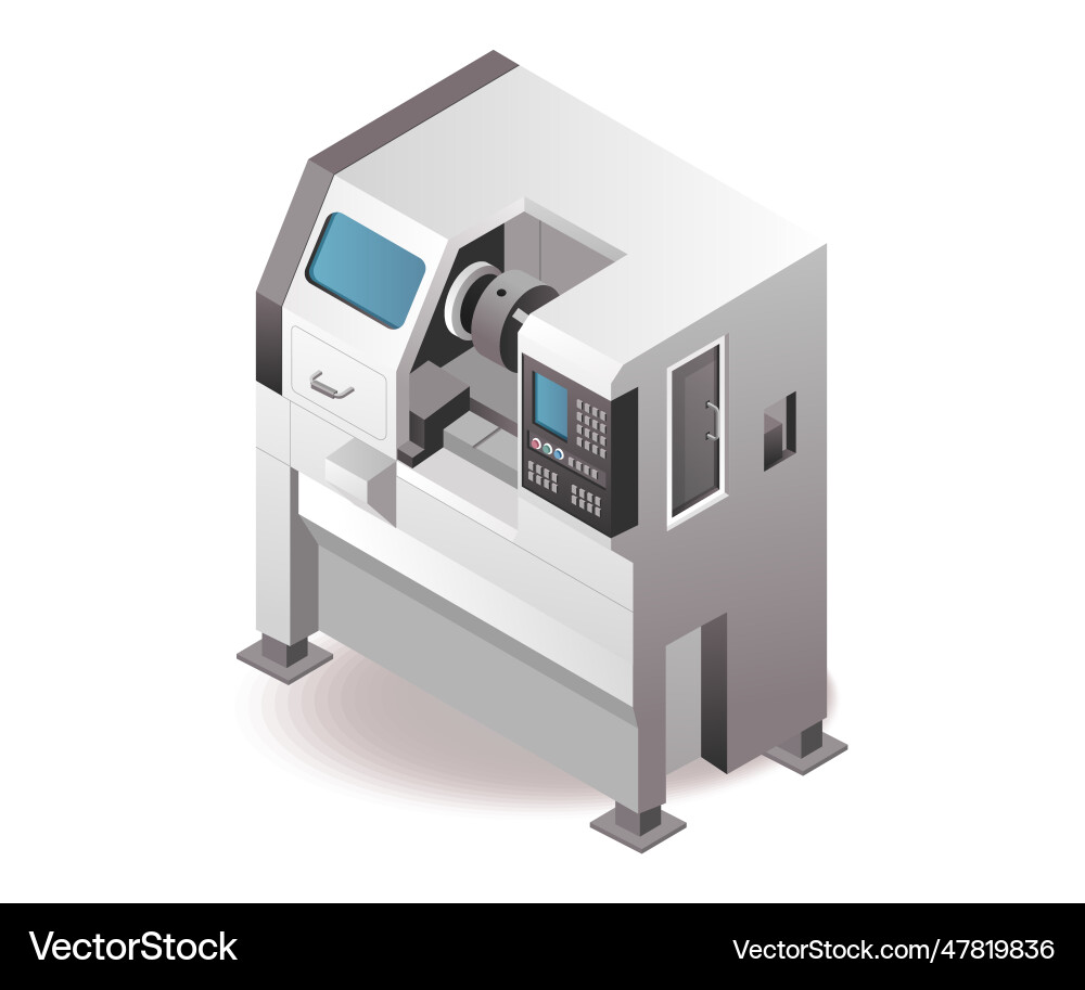 Automatic industrial cnc lathe machine tool Automatic industrial cnc lathe machine tool vector image