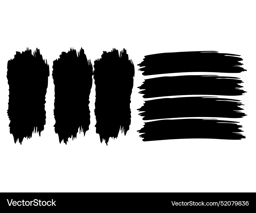 Black brush stroke set Royalty Free Vector Image