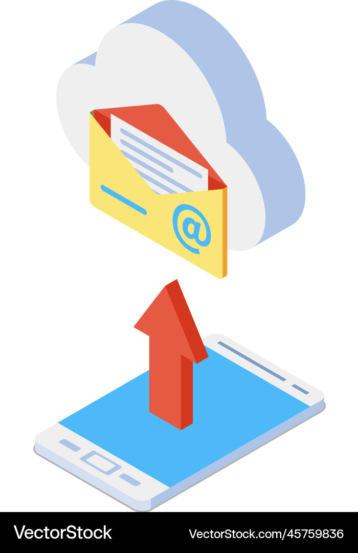 Cloud mail upload composition Cloud mail upload composition vector image