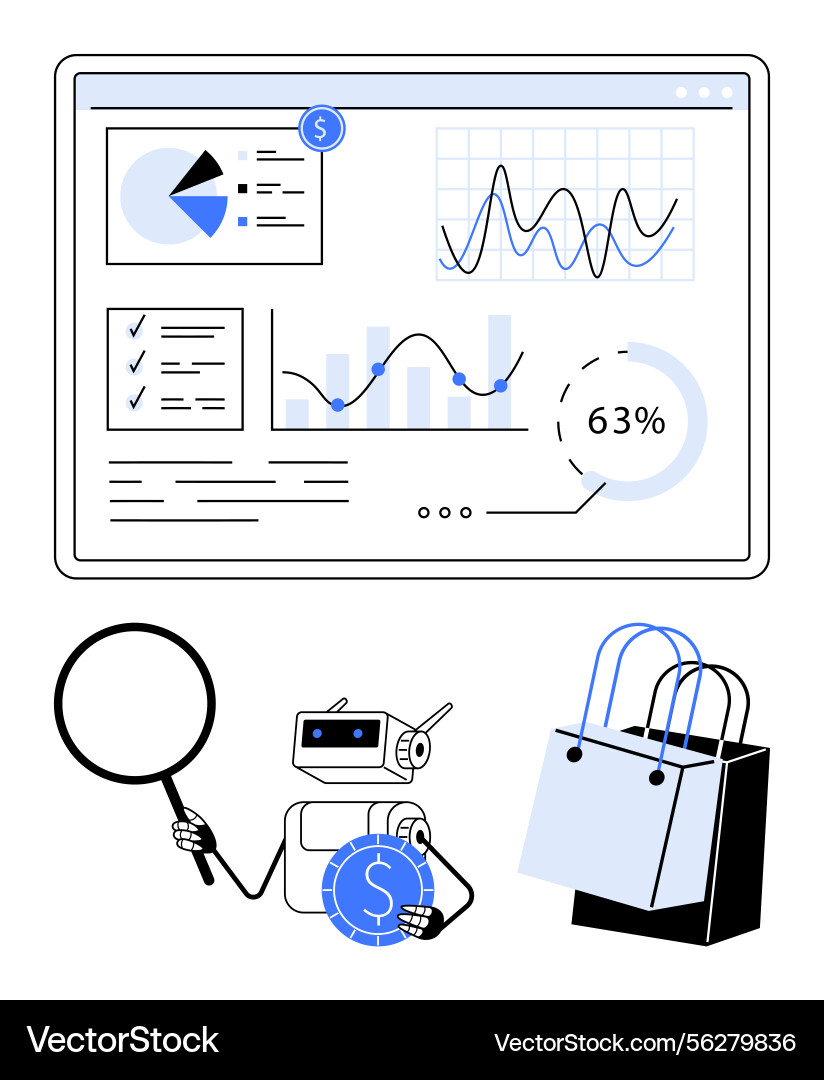 Data dashboard and ai in e-commerce analysis Data dashboard and ai in e-commerce analysis vector image