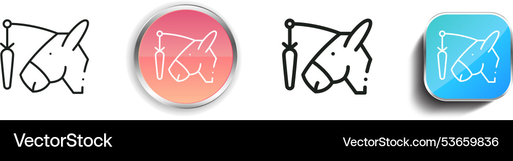 Donkey icon thin linear regular and button style vector image