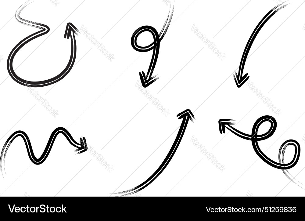 Double line brush arrow direction shape curved Vector Image