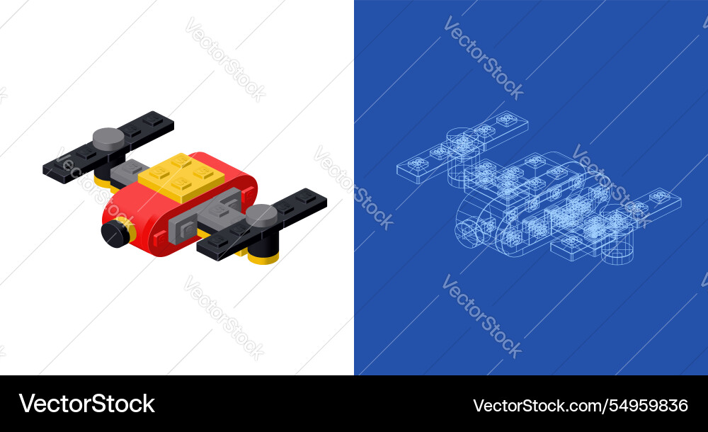 Drone blueprint project idea and implementation Drone blueprint project idea and implementation vector image