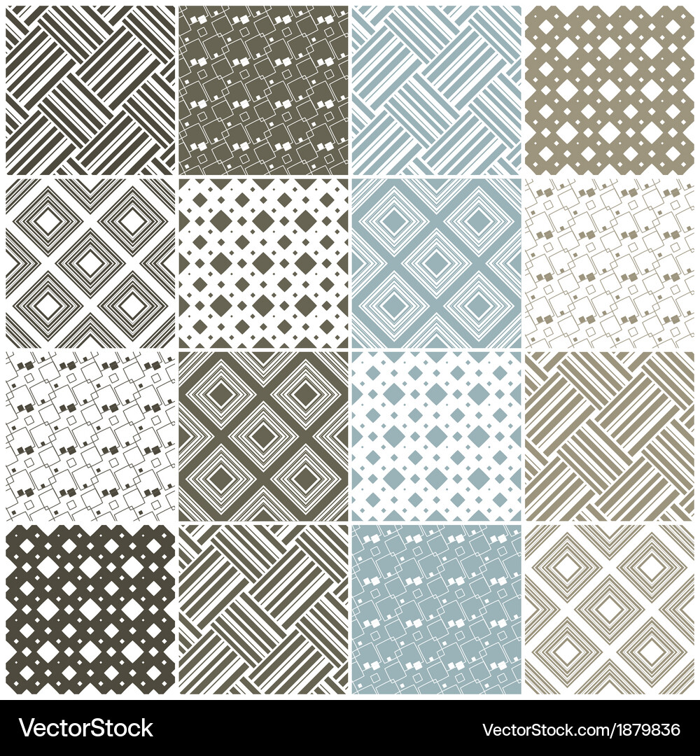 Geometric seamless patterns with squares Vector Image