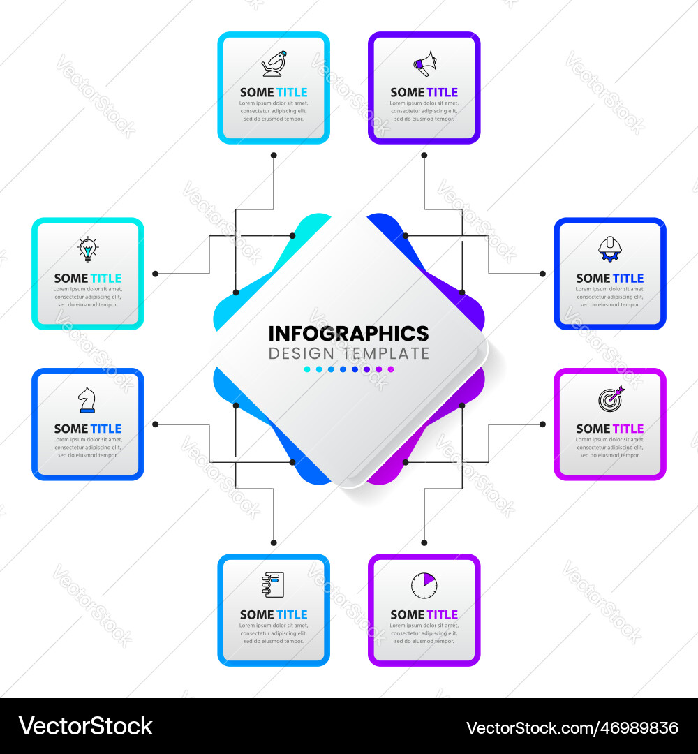 Infographic template 8 squares with text and icons Infographic template 8 squares with text and icons vector image