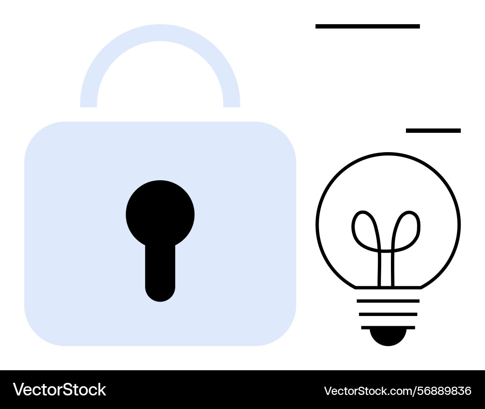 Lock and light bulb representing security Lock and light bulb representing security vector image