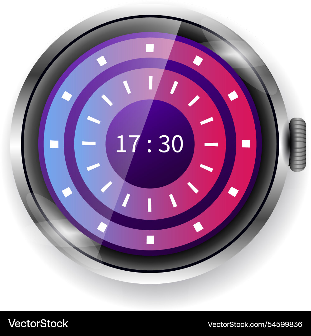 Minimalist circular smartwatch face with gradient Vector Image