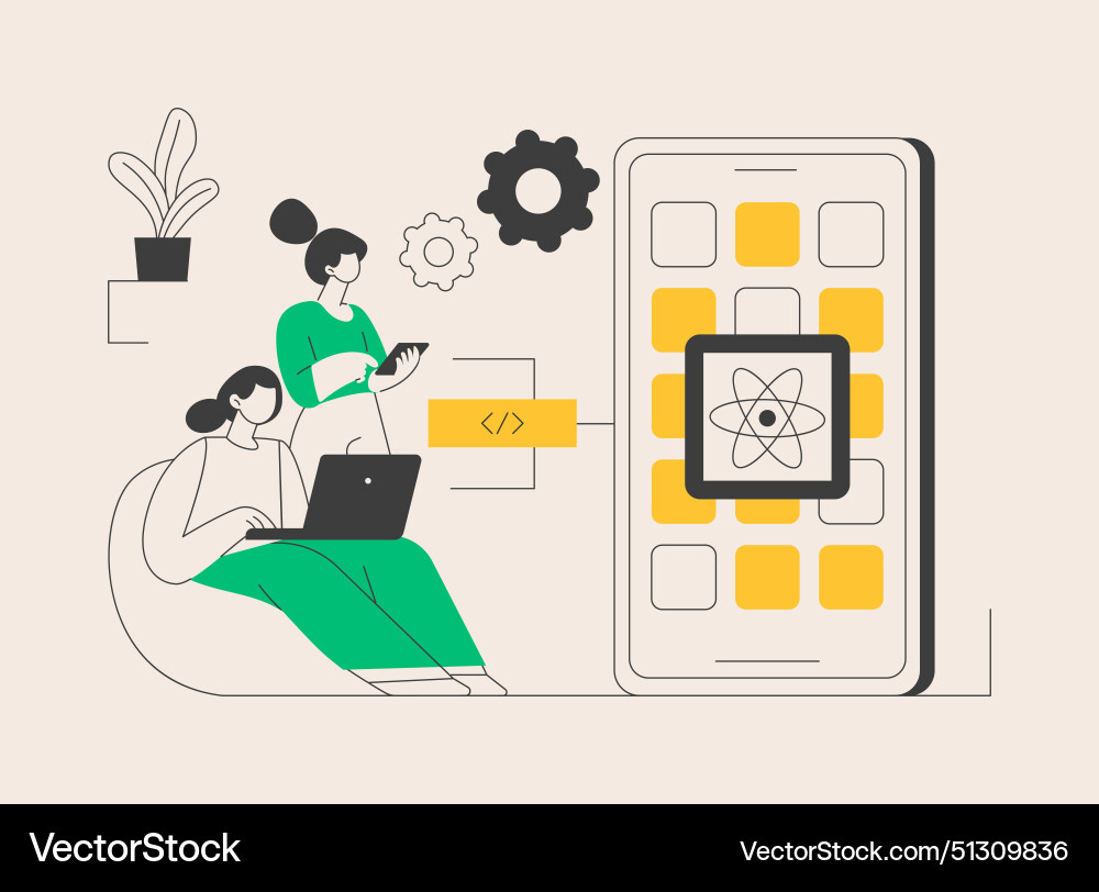 React native mobile app abstract concept React native mobile app abstract concept vector image