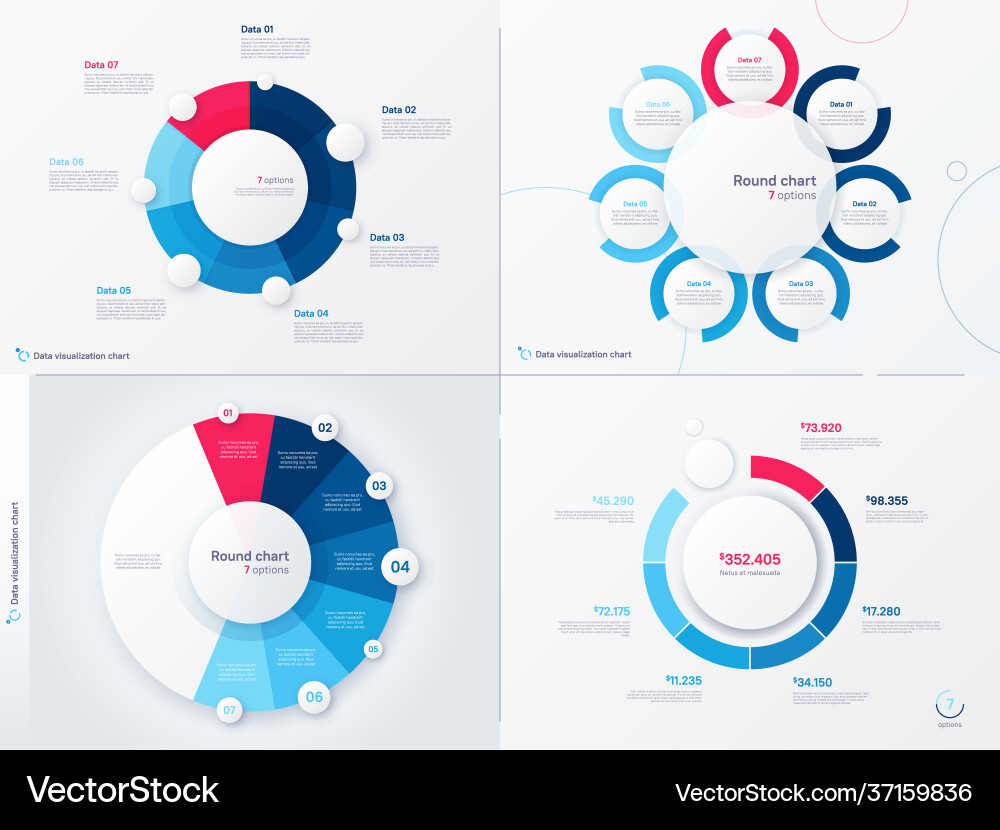 Round Chart Templates - Data Visualization vector image