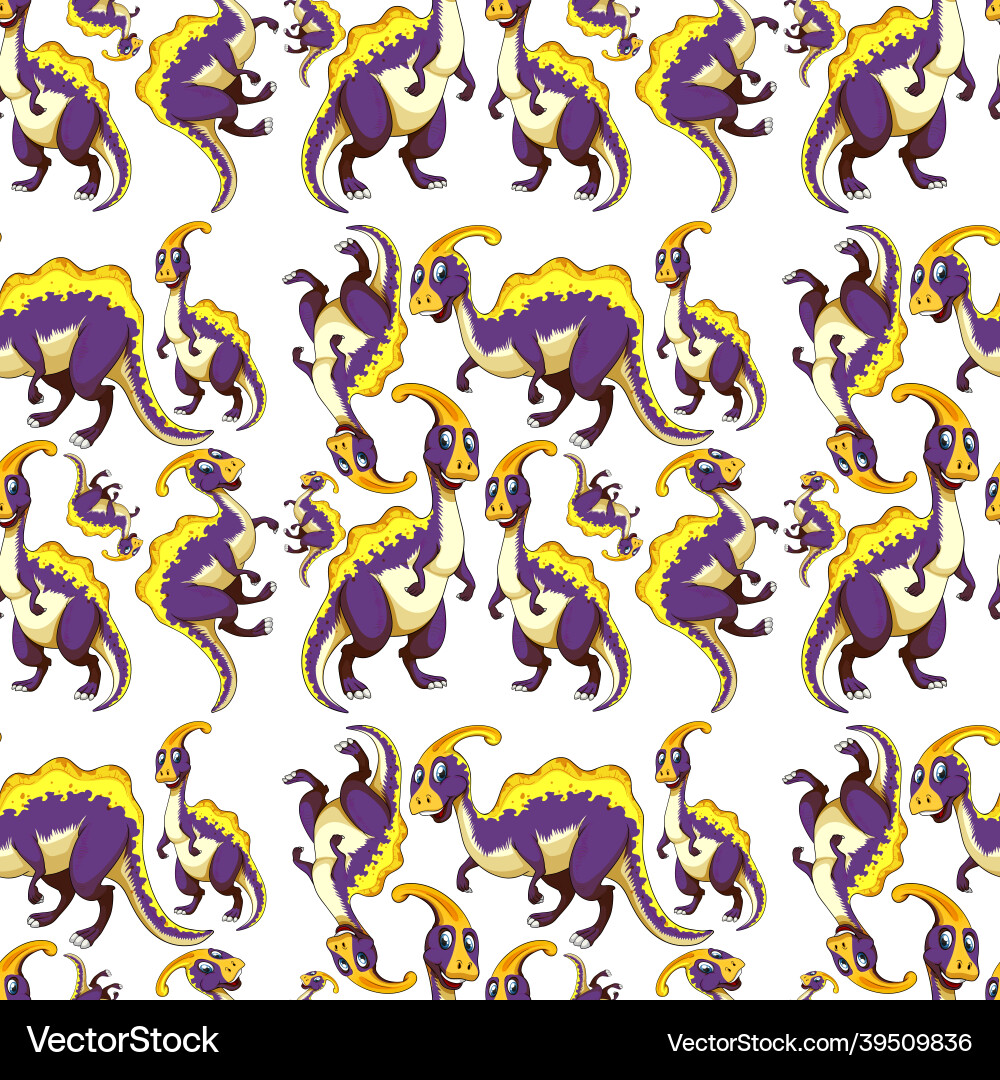 Seamless pattern with fantasy dinosaurs cartoon vector image