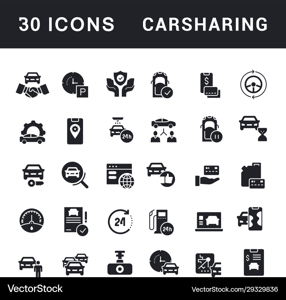 Set simple icons carsharing vector image