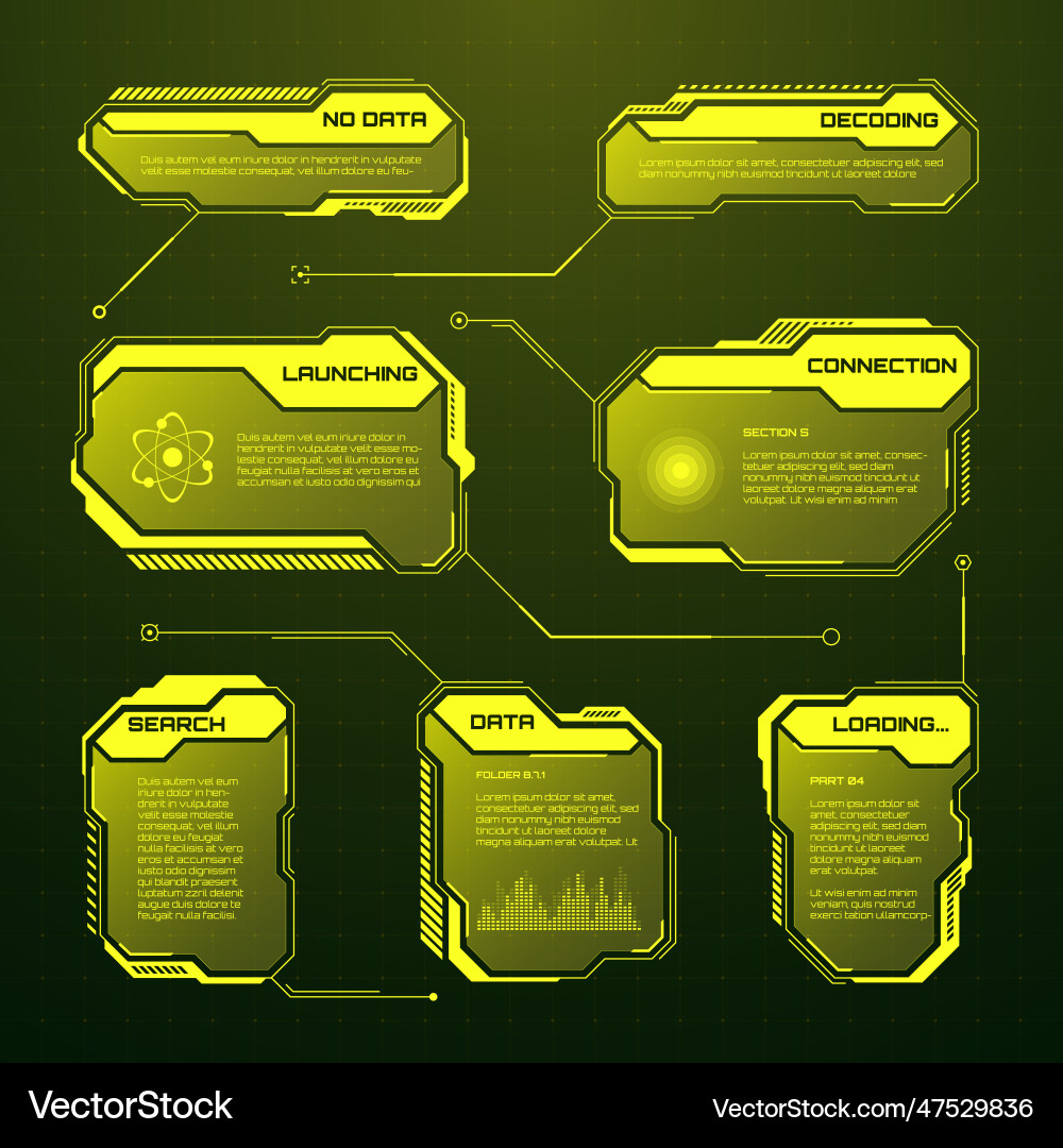 Yellow futuristic hud ui elements sci-fi user vector image