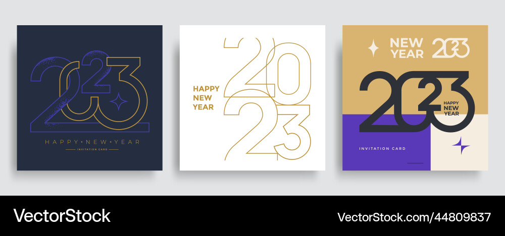 2023 happy new year posters set christmas card 2023 happy new year posters set christmas card vector image