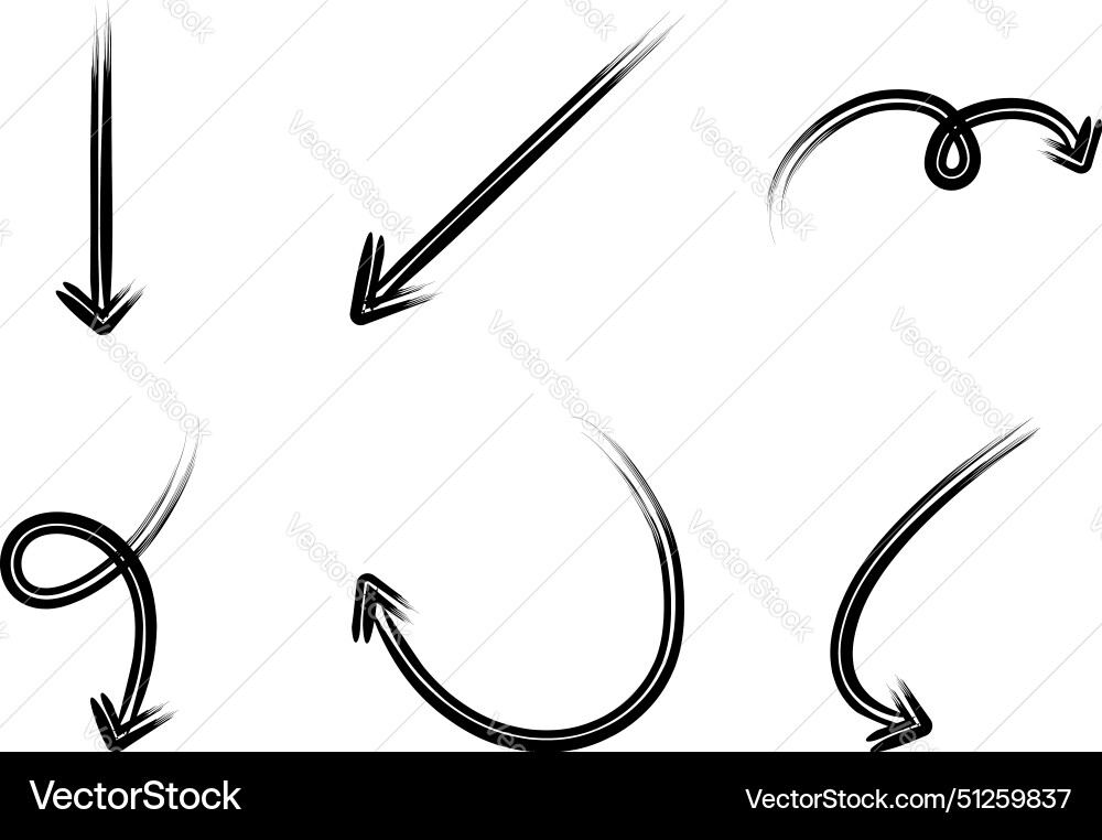 Double line brush arrow direction shape curved Double line brush arrow direction shape curved Vector Image