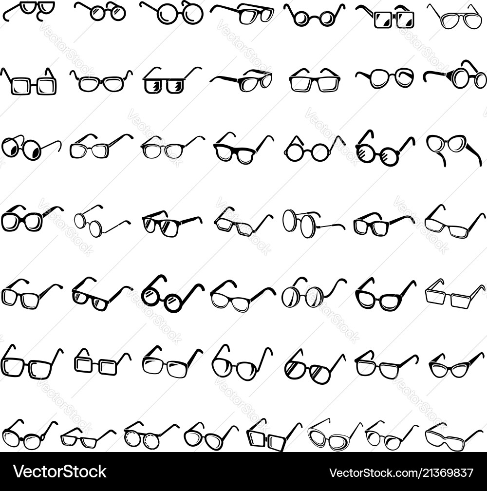 Glasses forms icons set simple style Glasses forms icons set simple style Vector Image