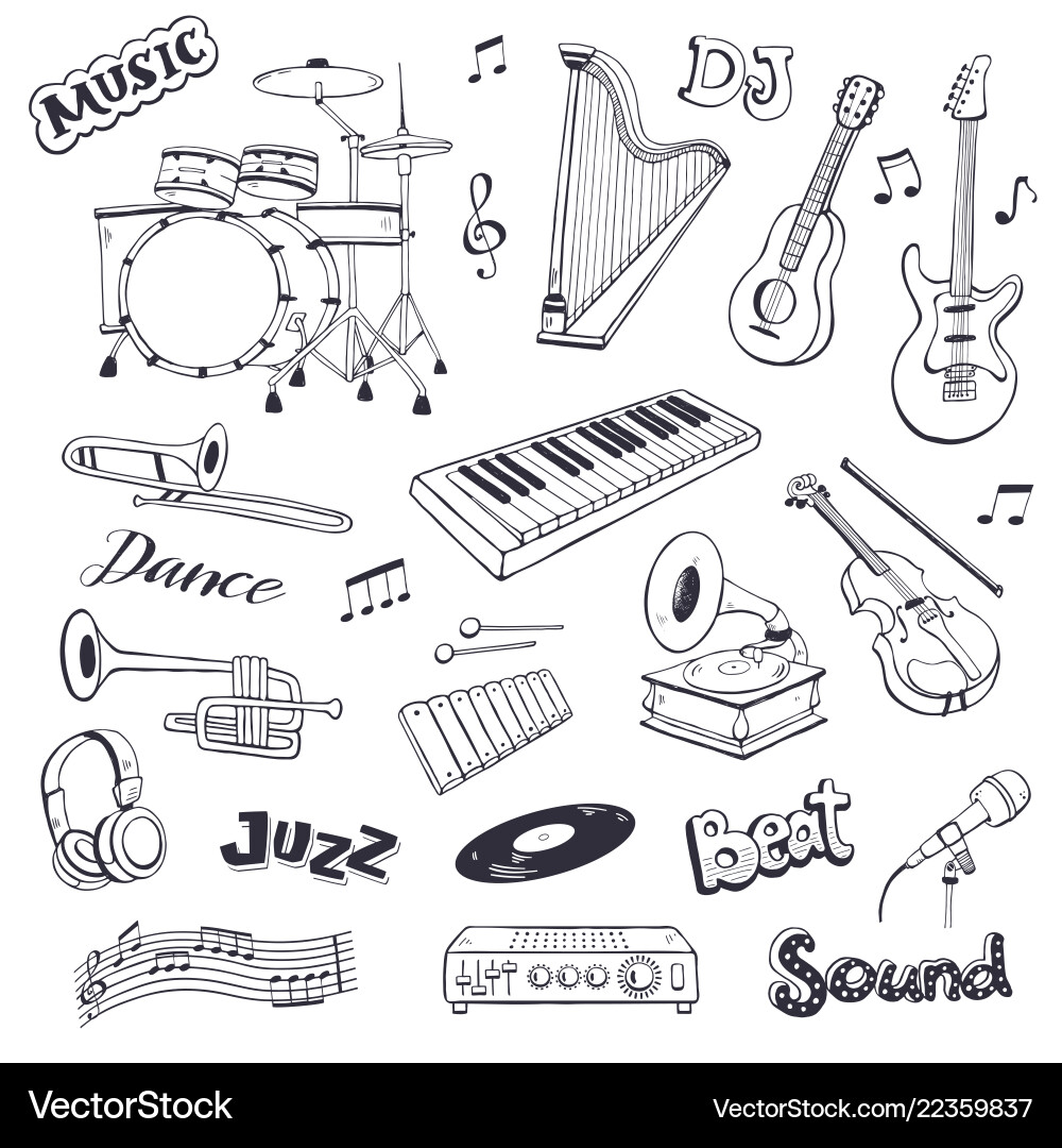 Musical elements set vector image