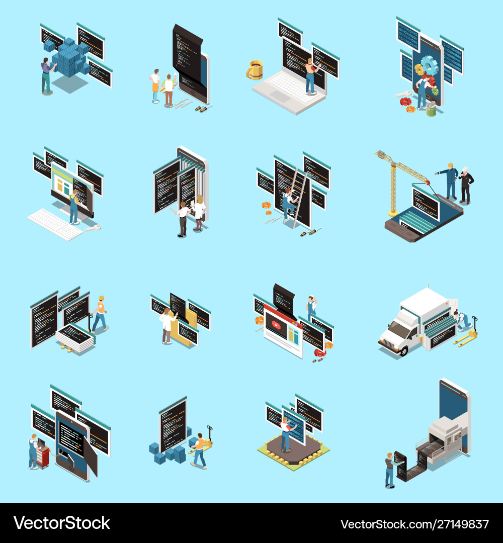 Programming Development icons set Vektorbild