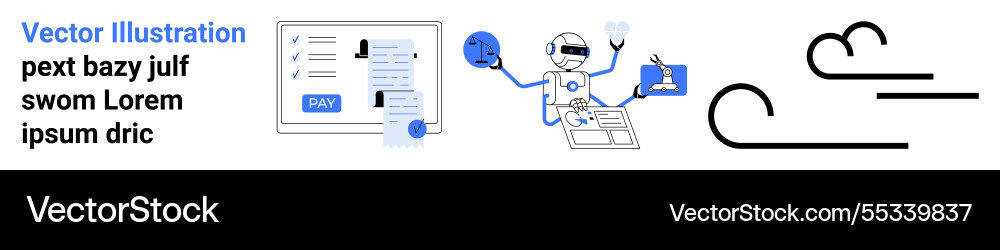 Robot analyzing data and managing tasks Robot analyzing data and managing tasks vector image