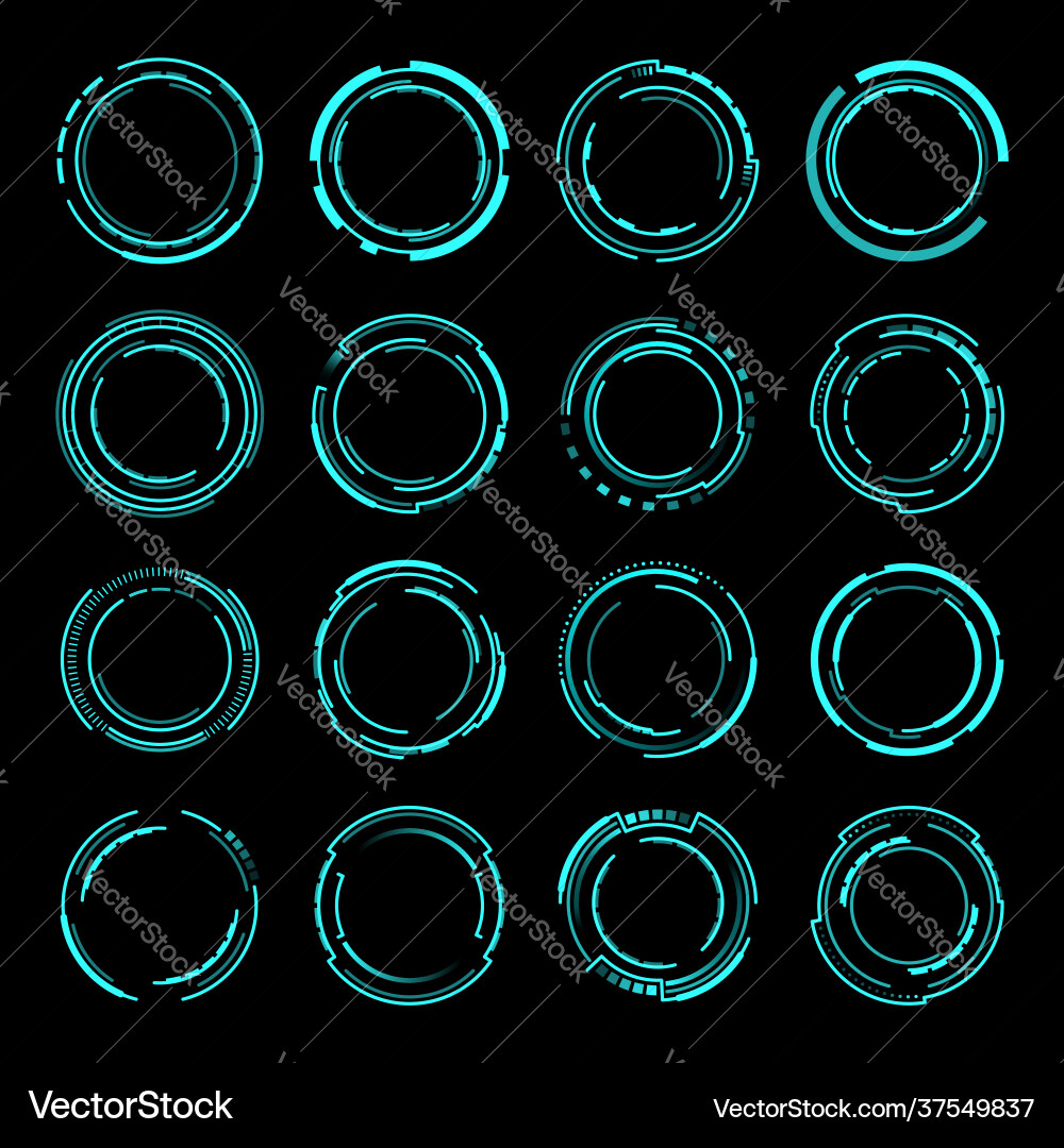 Sci-Fi HUD Circles - Neon Glow vector image