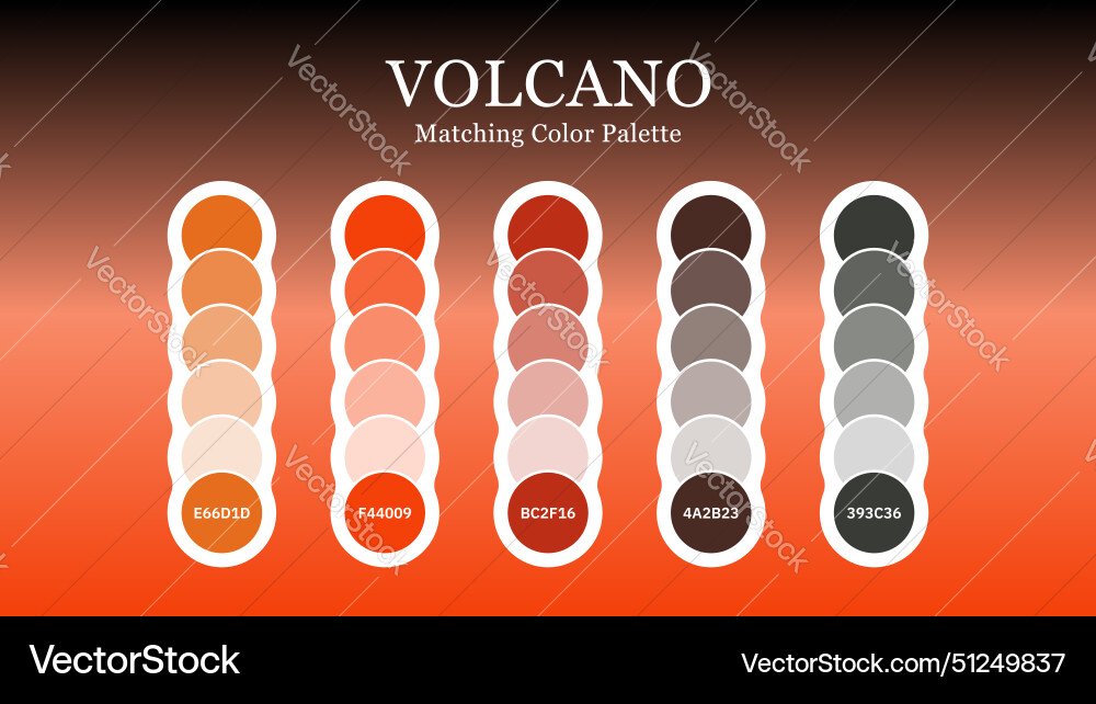 Set of volcano color palette combination in rgb Set of volcano color palette combination in rgb vector image