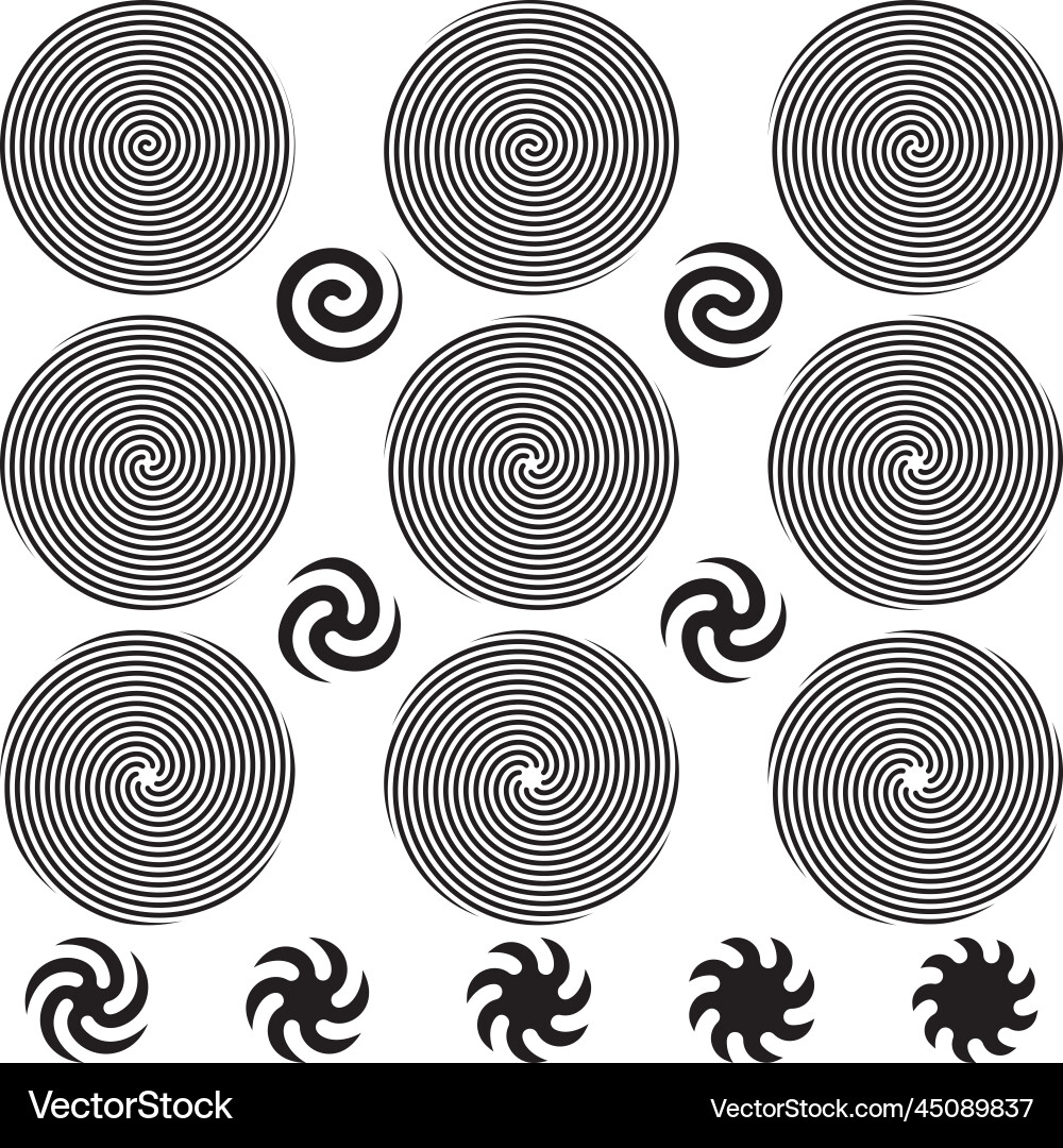 Spirals pattern set Spirals pattern set vector image