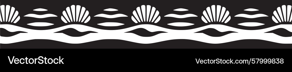 Coastal Wave Shell Border - Elegant Vector Image