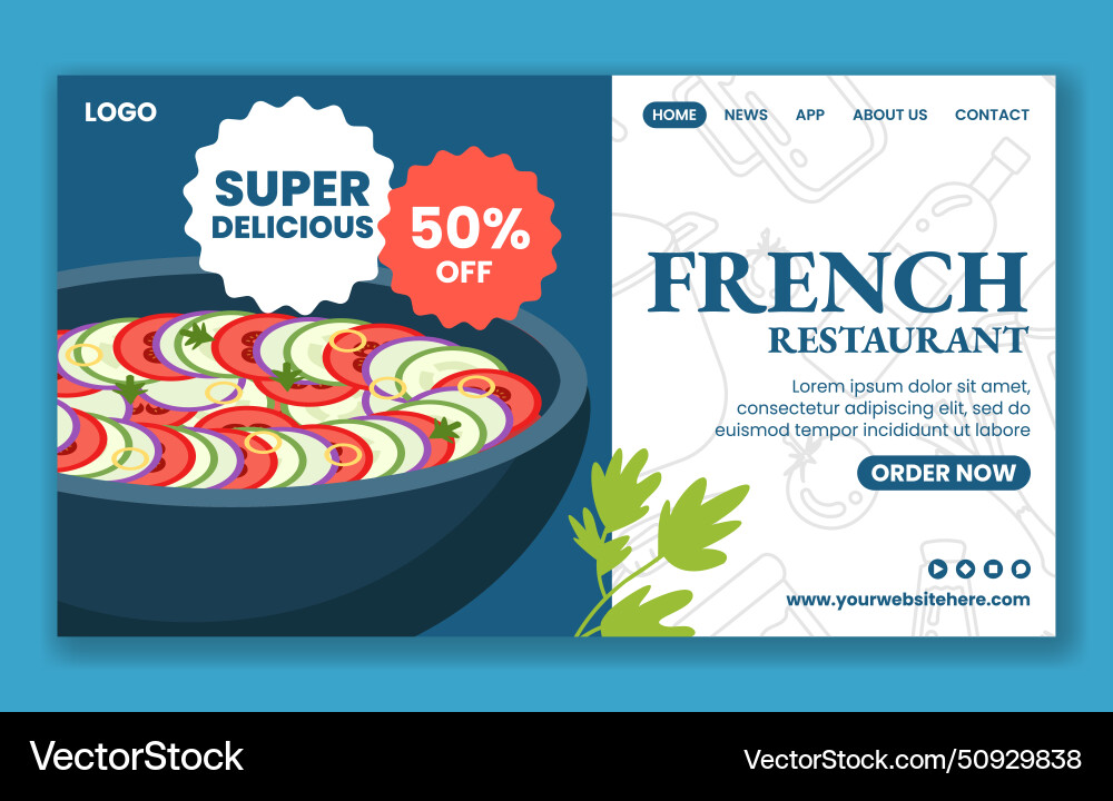 French restaurant social media landing page vector image