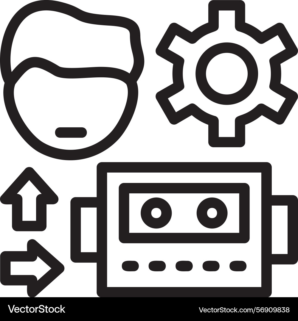 Human-robot interaction linear style icon design Vector Image