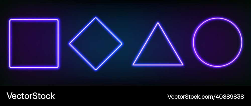 Neon frames different geometric shapes with led Neon frames different geometric shapes with led vector image