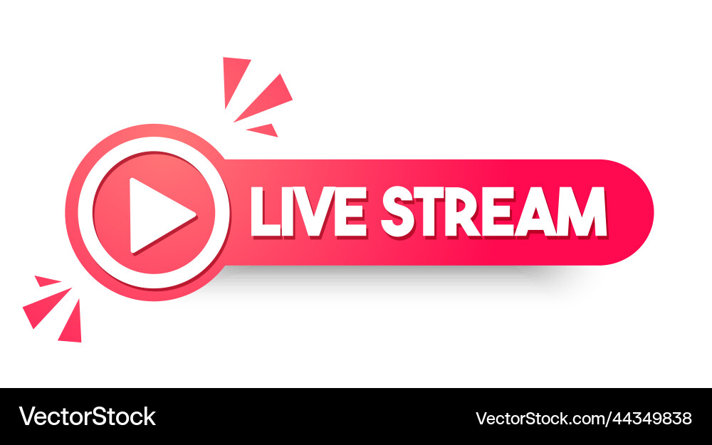 Round label with text live stream vector image